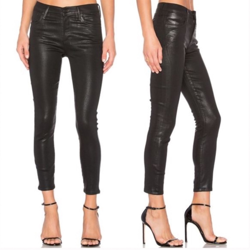 Agolde | Black Sophie High Rise Leatherette Skinny Crop Jeans sz 26